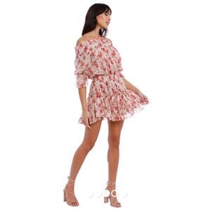 NWOT MISA Los Angeles Floral Darla Mini Dress Off the Shoulder Poppy Allover XS